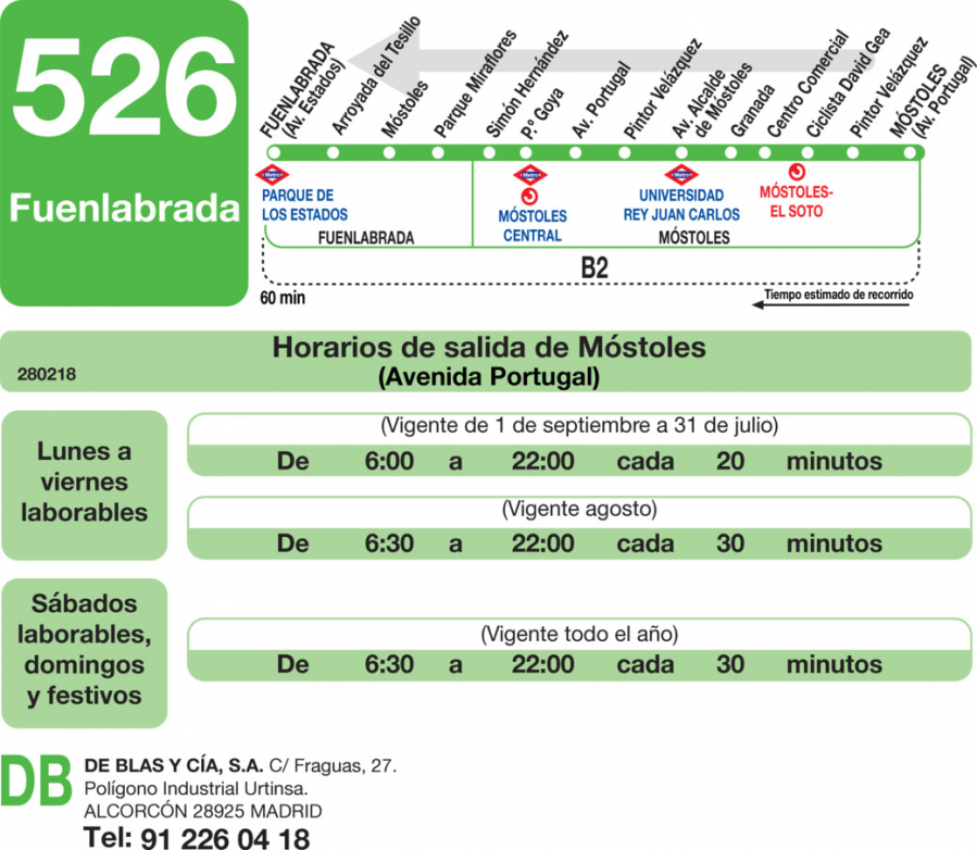 Horario de vuelta