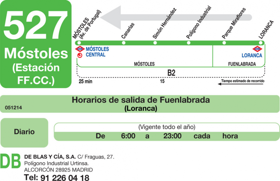 Horario de vuelta