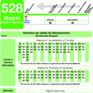 Horario de vuelta Línea 528 Autobuses Interurbanos