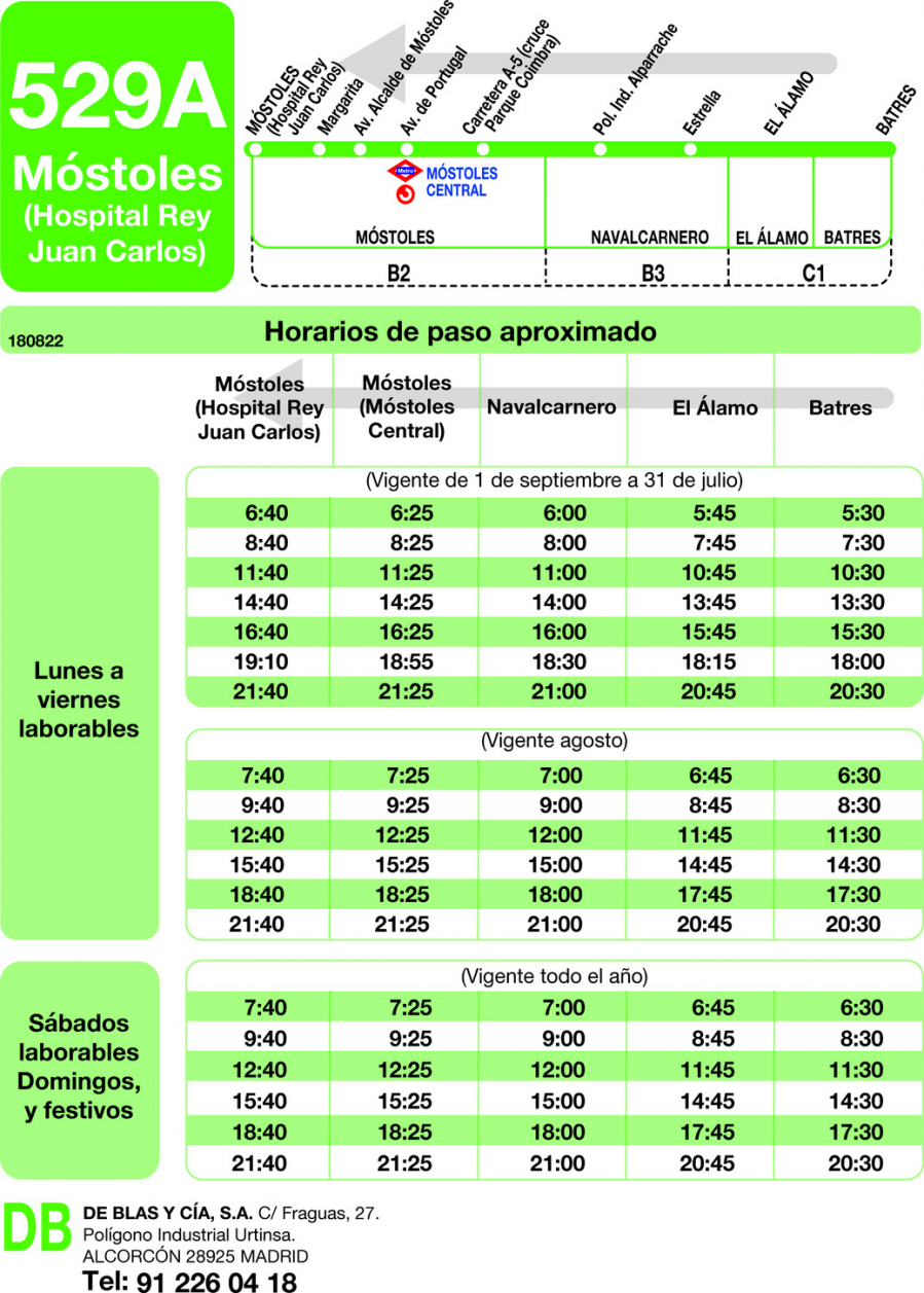 Horario de vuelta