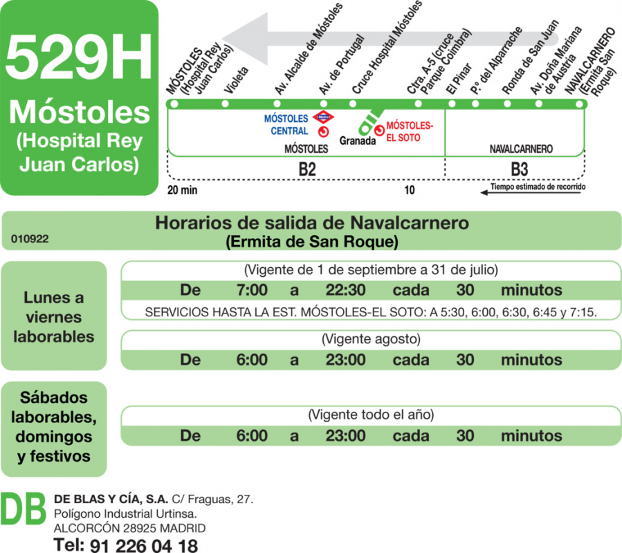 Horario de vuelta