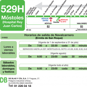 Horario de vuelta Línea 529-H Autobuses Interurbanos