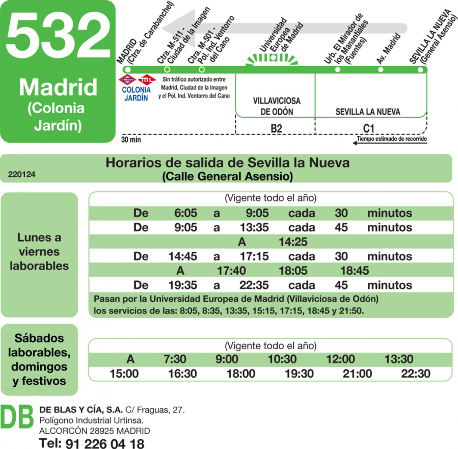 Horario de vuelta