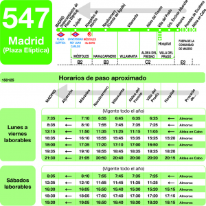 Horario de vuelta Línea 547 Autobuses Interurbanos