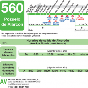 Horario de vuelta Línea 560 Autobuses Interurbanos