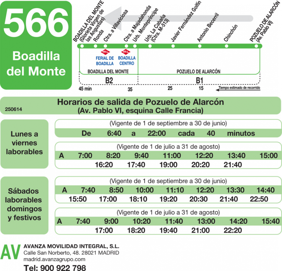 Horario de vuelta