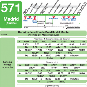 Horario de vuelta Línea 571 Autobuses Interurbanos