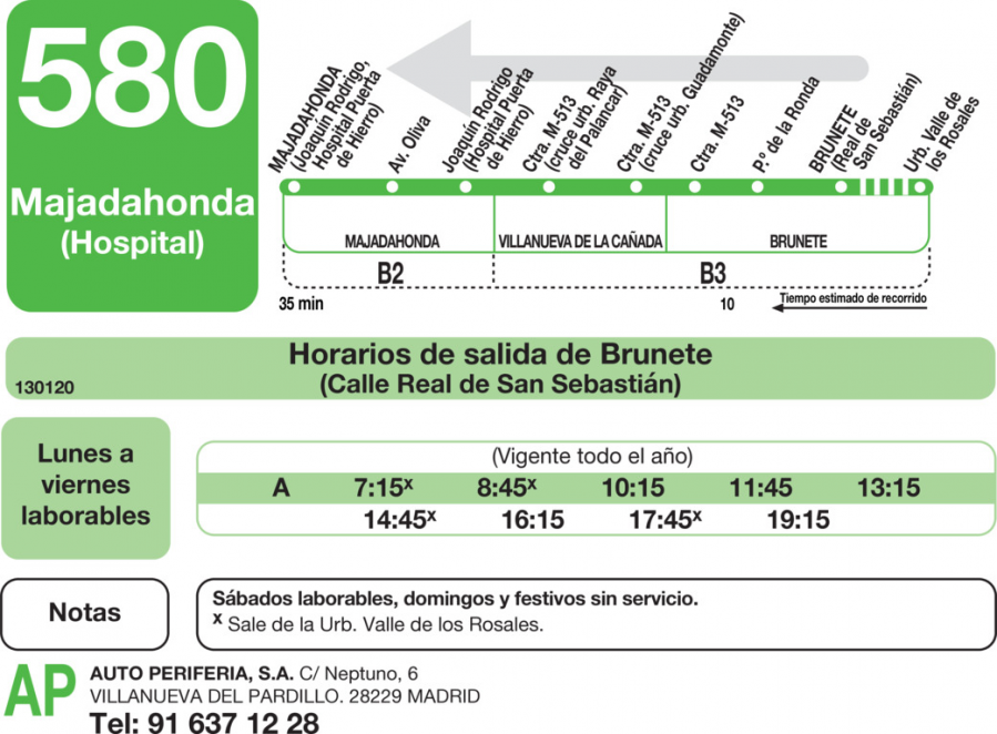 Horario de vuelta