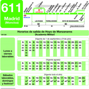Horario de vuelta Línea 611 Autobuses Interurbanos