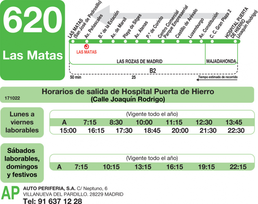 Horario de vuelta