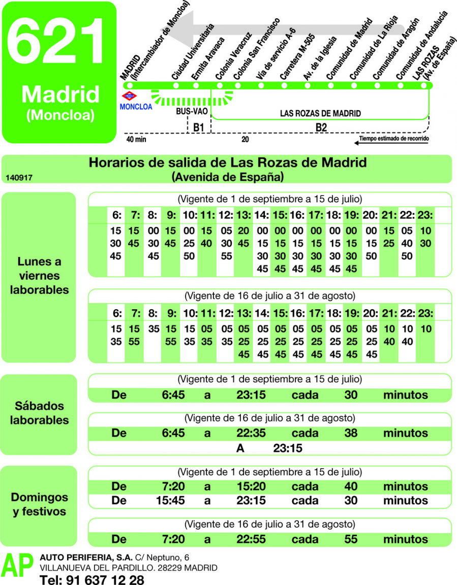 Horario de vuelta