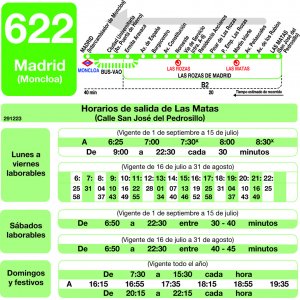 Horario de vuelta Línea 622 Autobuses Interurbanos