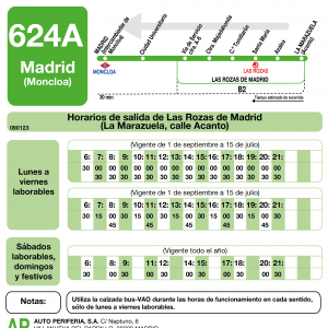 Horario de vuelta Línea 624-A Autobuses Interurbanos