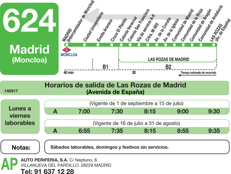 Horario de vuelta