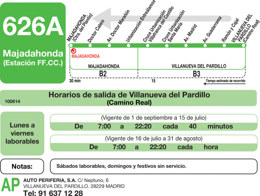 Horario de vuelta