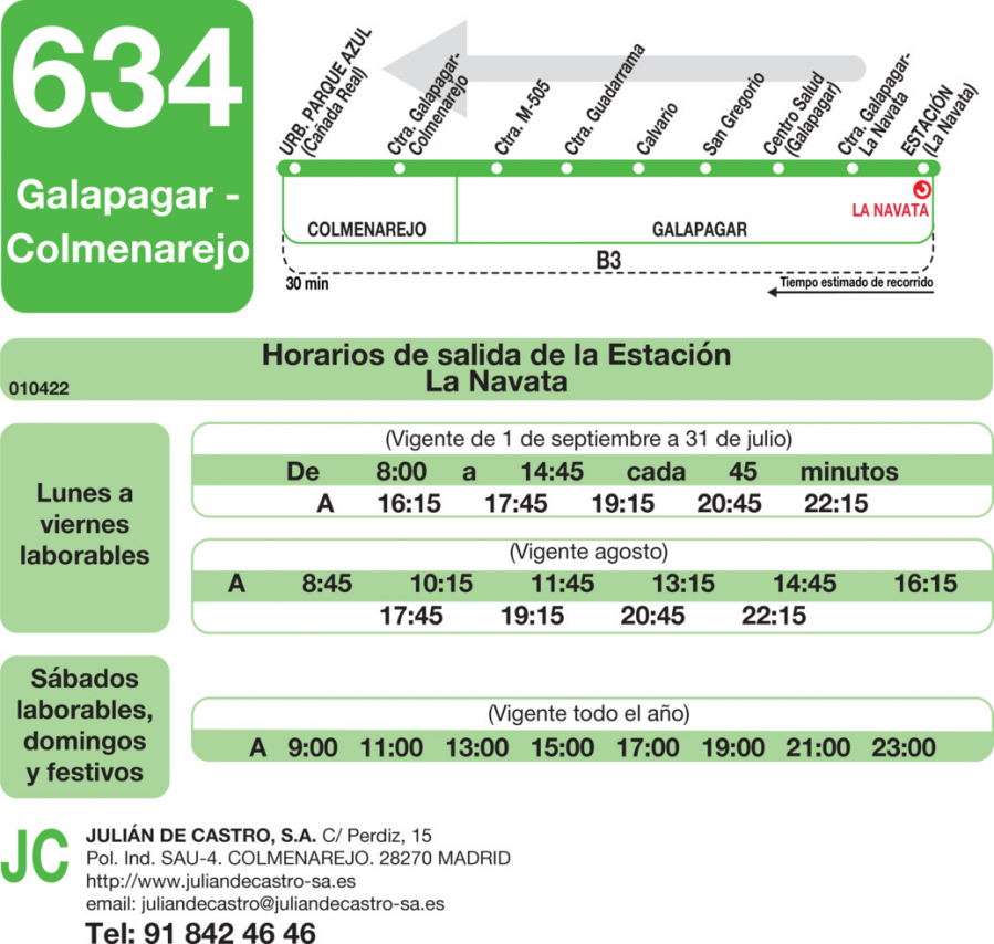 Horario de vuelta