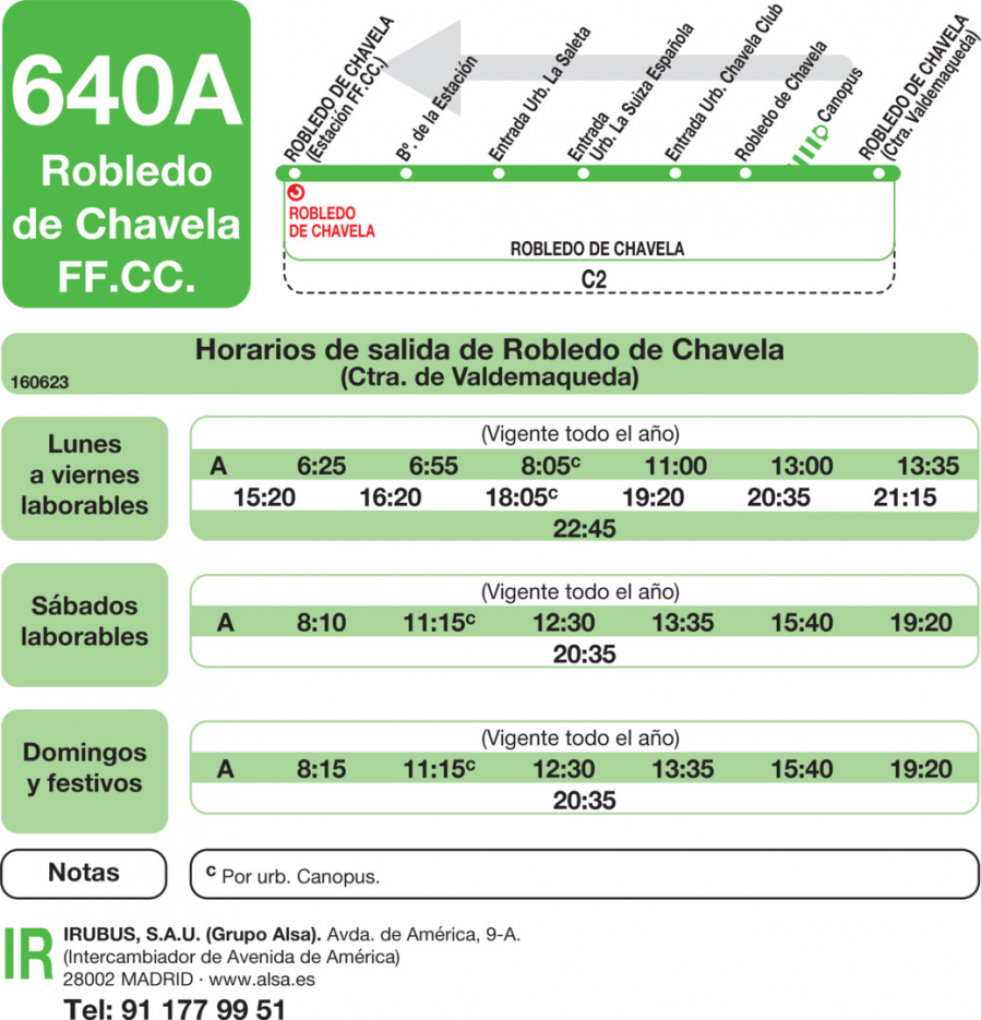 Horario de vuelta