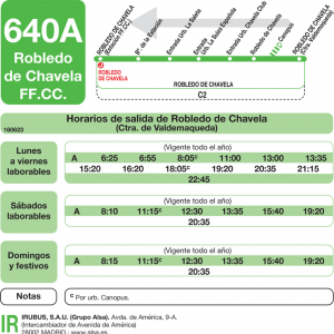 Horario de vuelta Línea 640-A Autobuses Interurbanos
