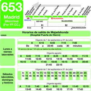Horario de vuelta Línea 653 Autobuses Interurbanos