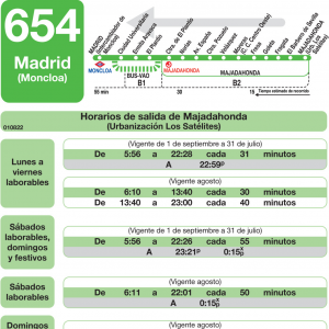 Horario de vuelta Línea 654 Autobuses Interurbanos