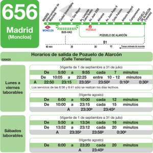Horario de vuelta Línea 656 Autobuses Interurbanos