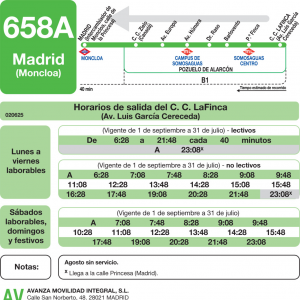 Horario de vuelta Línea 658-A Autobuses Interurbanos