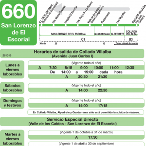 Horario de vuelta Línea 660 Autobuses Interurbanos