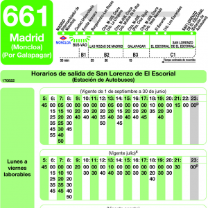 Horario de vuelta Línea 661 Autobuses Interurbanos