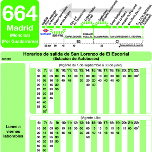 Horario de vuelta Línea 664 Autobuses Interurbanos