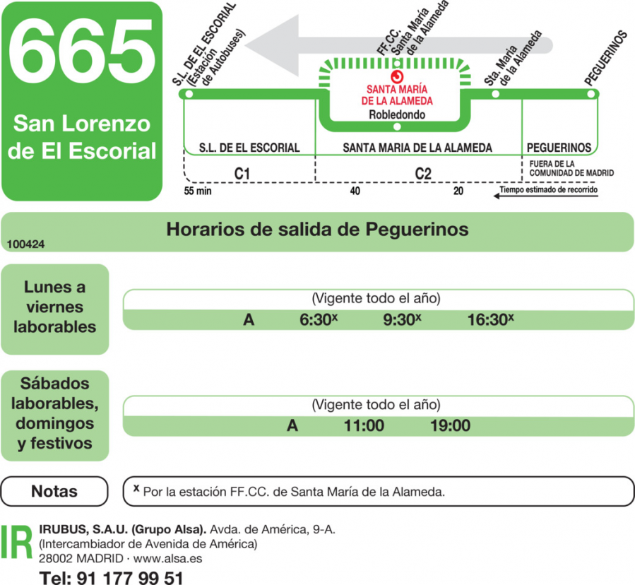 Horario de vuelta