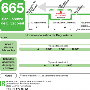 Horario de vuelta Línea 665 Autobuses Interurbanos