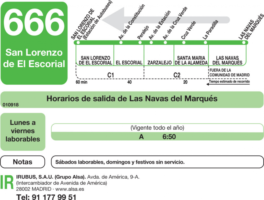 Horario de vuelta