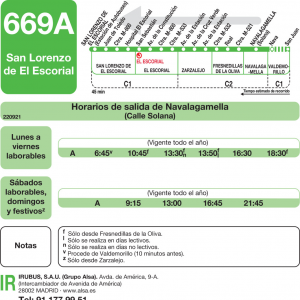 Horario de vuelta Línea 669-A Autobuses Interurbanos