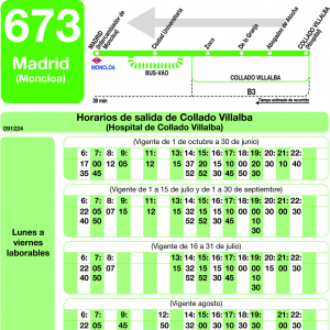 Horario de vuelta Línea 673 Autobuses Interurbanos