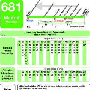 Horario de vuelta Línea 681 Autobuses Interurbanos