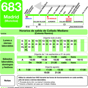 Horario de vuelta Línea 683 Autobuses Interurbanos