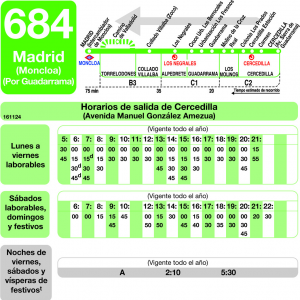 Horario de vuelta Línea 684 Autobuses Interurbanos