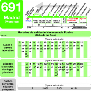 Horario de vuelta Línea 691 Autobuses Interurbanos