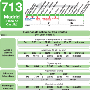 Horario de vuelta Línea 713 Autobuses Interurbanos
