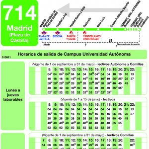 Horario de vuelta Línea 714 Autobuses Interurbanos