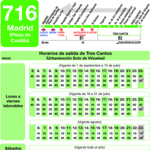 Horario de vuelta Línea 716 Autobuses Interurbanos