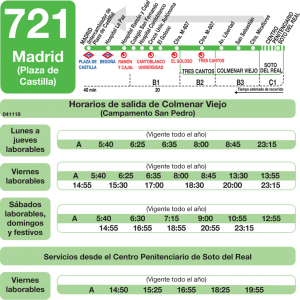 Horario de vuelta Línea 721 Autobuses Interurbanos