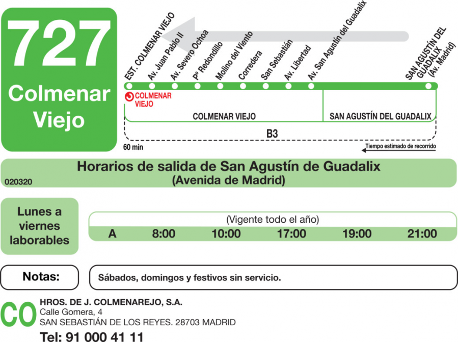 Horario de vuelta