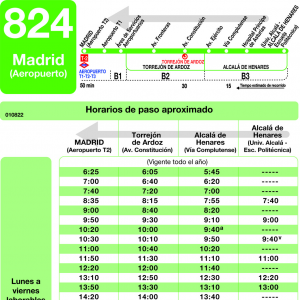 Horario de vuelta Línea 824 Autobuses Interurbanos