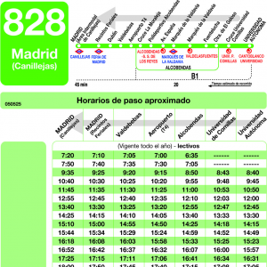 Horario de vuelta Línea 828 Autobuses Interurbanos