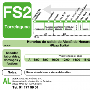 Horario de vuelta Línea FS2 Autobuses Interurbanos