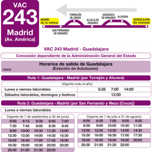 Horario de vuelta Línea VAC-243 Ruta 4 Autobuses Interurbanos