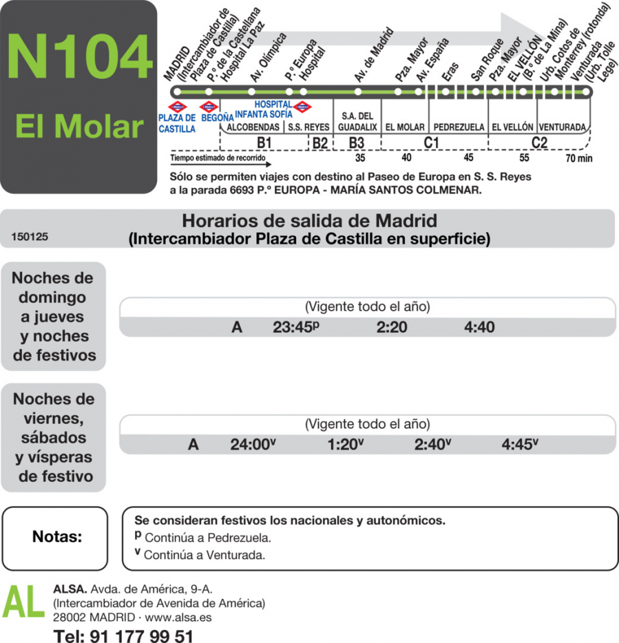 Horario de ida