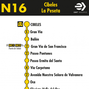 Horario de ida Línea N16 Autobuses Nocturnos
