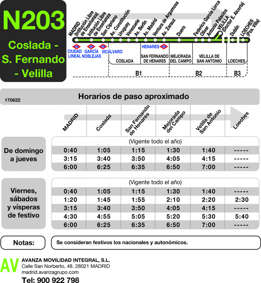 Horario de ida